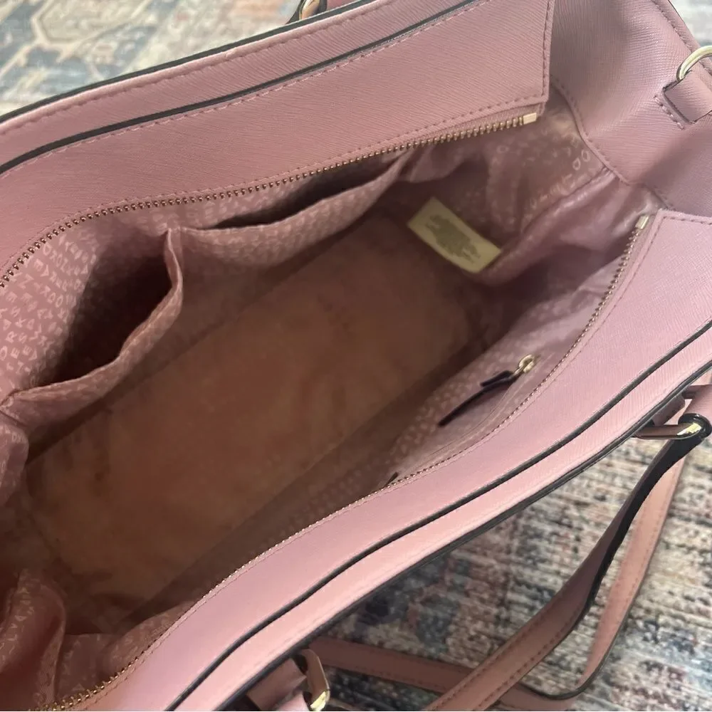Kate Spade Hadlee Laurel Way Dusty Peony Pink Leather Handbag Purse Satchel